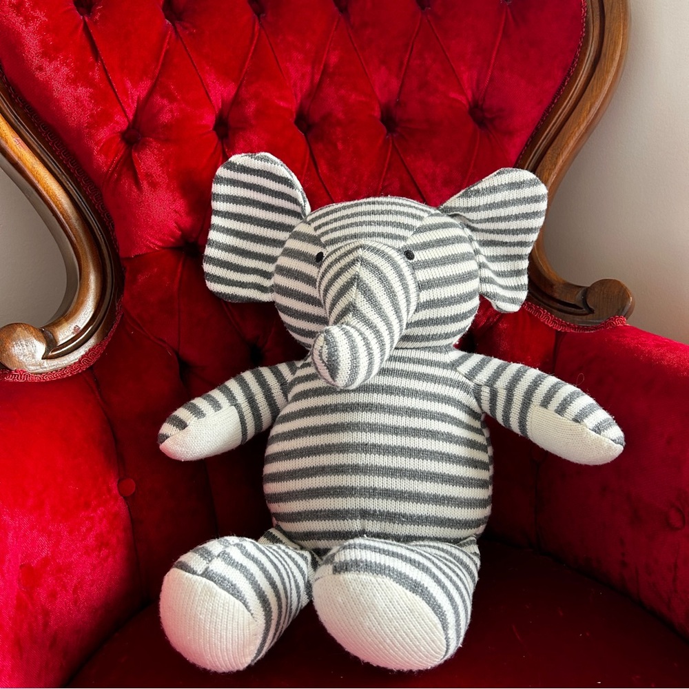 Gray and White Striped Heat and Hug Elephant 18 inch Stuffed Animal